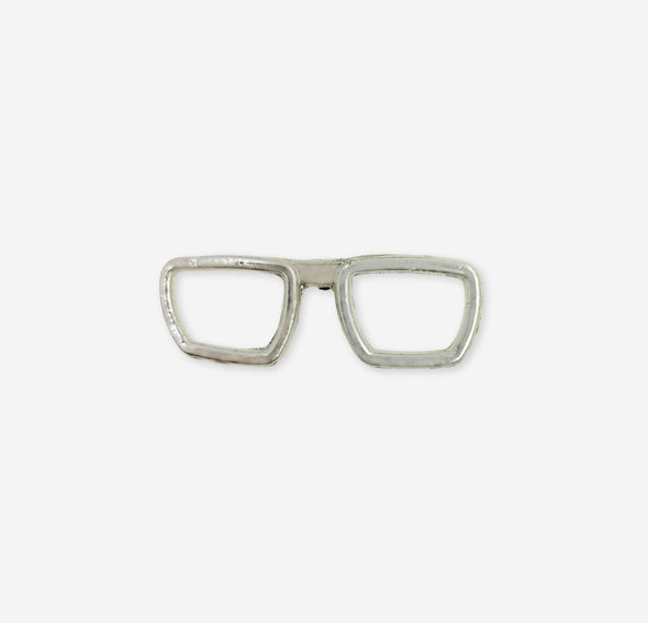 Silver Glasses Lapel Pin