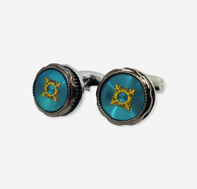 Blue Zircon Green Garnet CuffLink